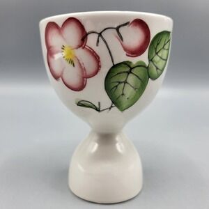 Vtg Hand Painted Ceramic Egg Cup Floral Leaf Design Kitchen Decor Replacement